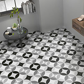 Caroline Black & White Wall and Floor Tiles - 200 x 200mm Medium Image