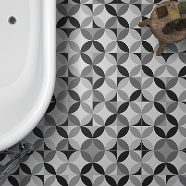 Caroline Black and White Wall and Floor Tiles - 200 x 200mm