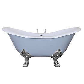 Hurlingham Banburgh Small 2TH Cast Iron Roll Top Bath (1560x765mm) with Chrome Feet Large Image