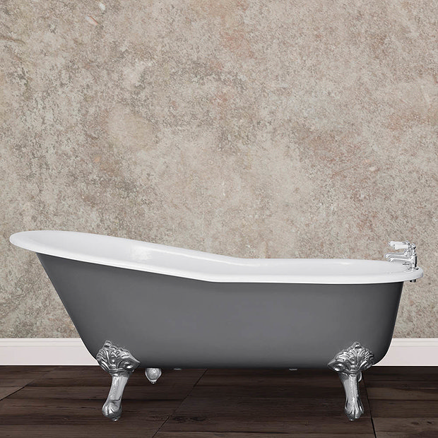 JIG Beaulieu Cast Iron Roll Top Slipper Bath (1720x740mm) with Feet  In Bathroom Large Image