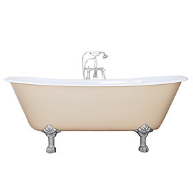 Hurlingham Berwick 2TH Cast Iron Roll Top Bath (1720x680mm) with Chrome Feet Large Image