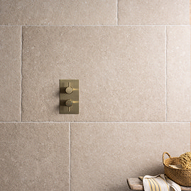 Carson Dark Beige Tumbled Edge Limestone Effect Wall and Floor Tiles - 600 x 900mm