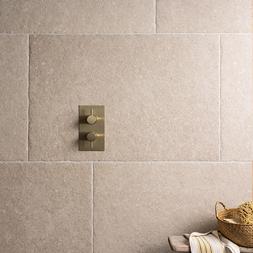 Carson Dark Beige Tumbled Edge Limestone Effect Wall and Floor Tiles - 600 x 900mm