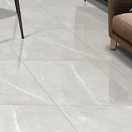Caruso Light Grey Marble Effect Wall & Floor Tiles - 600 x 600mm