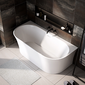 Caserta Thin Edge Back To Wall Bath with Chrome Waste - 1650 x 780mm