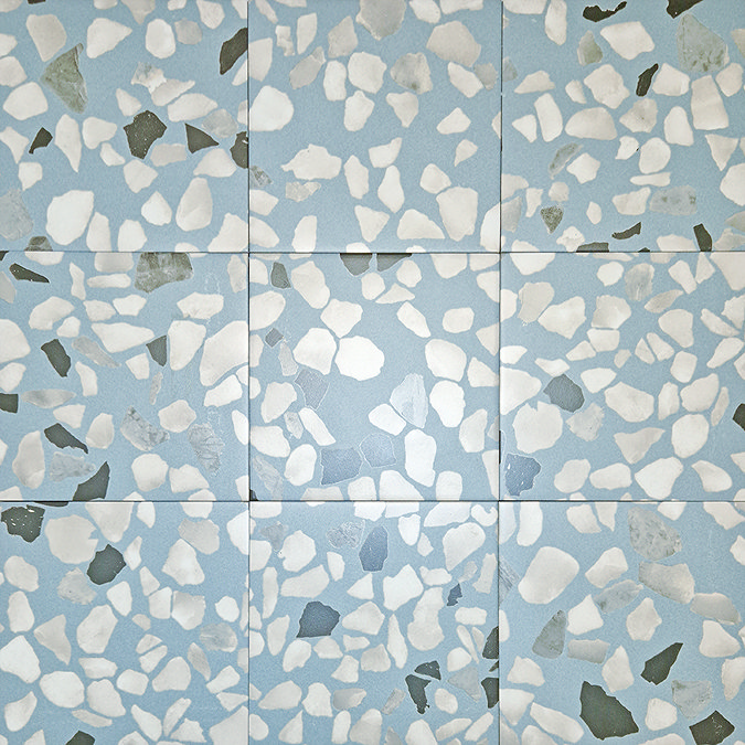 Cassola Blue Terrazzo Effect Wall and Floor Tiles - 225 x 225mm