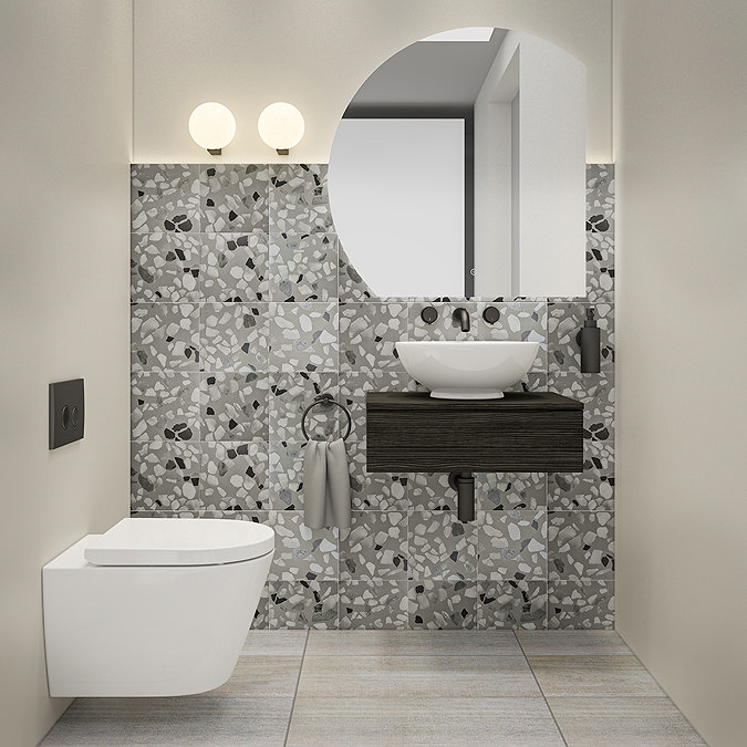 Cassola Grey Terrazzo Effect Wall and Floor Tiles - 225 x 225mm