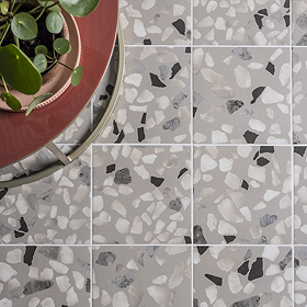 Cassola Grey Terrazzo Effect Wall and Floor Tiles - 225 x 225mm