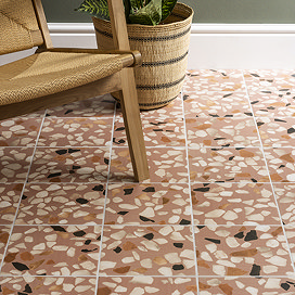 Cassola Pink Terrazzo Effect Wall and Floor Tiles - 225 x 225mm
