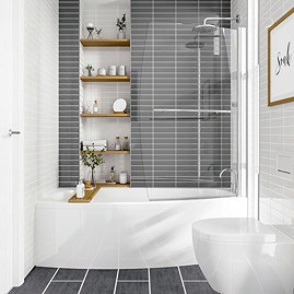 EcoDelux 1700 Space Saver Curved Bath with Hinged Screen & Panel