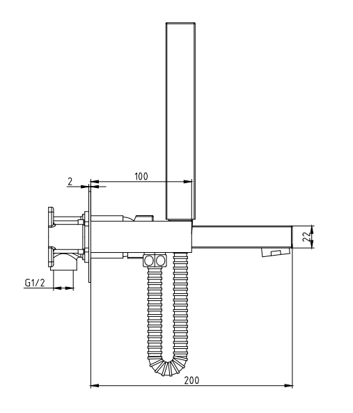 Cast Wall Mounted Bath Shower Mixer Tap with Shower Kit - Chrome