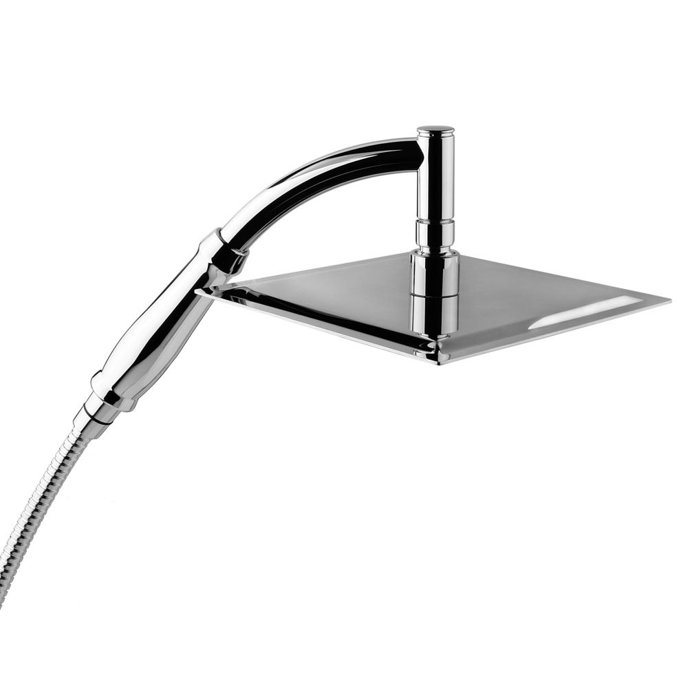 Cast Bath Shower Mixer with 200mm Square Shower Head, Extension Arm ...