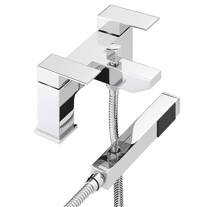 Cast Bath Shower Mixer with Shower Kit in Polished Chrome