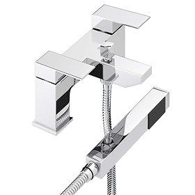 Cast Bath Shower Mixer with Shower Kit - Chrome Large Image