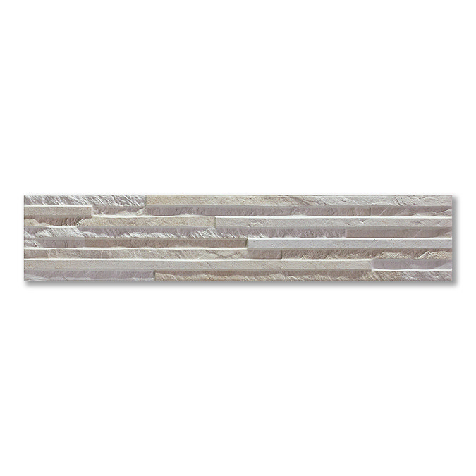 Casterton Cream Thin Stone Effect Split Face Tiles - 100 x 500mm