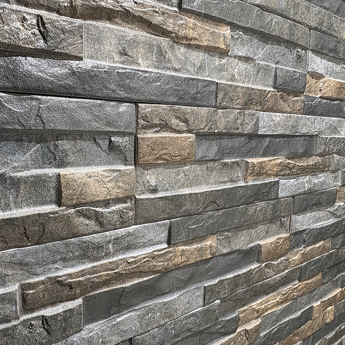 Casterton Graphite Stone Effect Split Face Tiles - 100 x 500mm