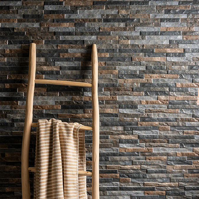 Casterton Graphite Stone Effect Split Face Tiles - 100 x 500mm