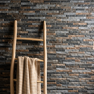 Casterton Graphite Stone Effect Split Face Tiles - 100 x 500mm