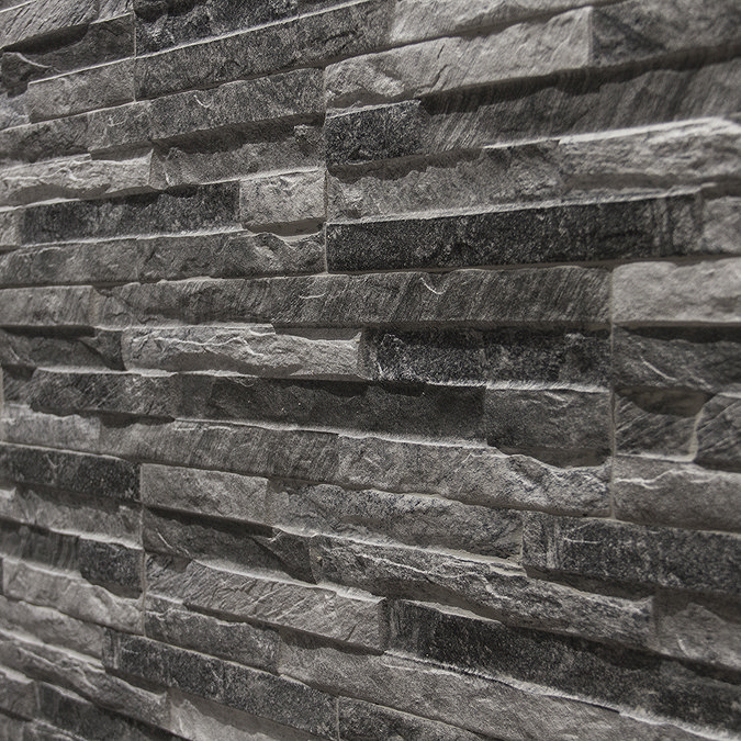 Casterton Grey Stone Effect Split Face Tiles - 100 x 500mm