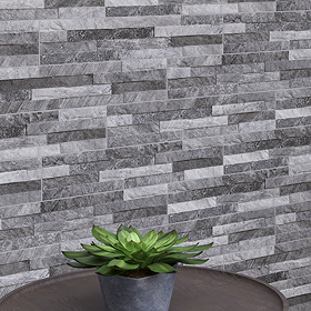 Casterton Grey Stone Effect Split Face Tiles - 100 x 500mm