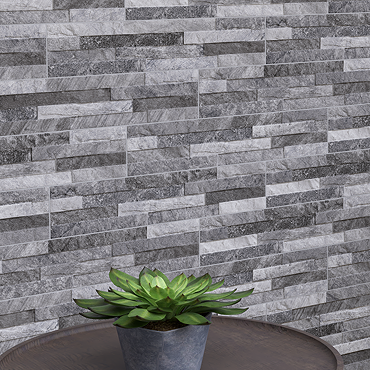 Casterton Grey Stone Effect Split Face Tiles - 100 x 500mm