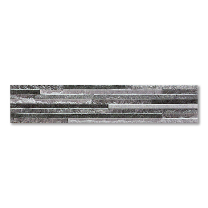Casterton Grey Thin Stone Effect Split Face Tiles - 100 x 500mm