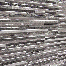 Casterton Grey Thin Stone Effect Split Face Tiles - 100 x 500mm