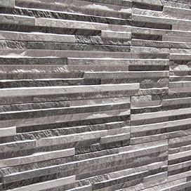 Casterton Grey Thin Stone Effect Split Face Tiles - 100 x 500mm
