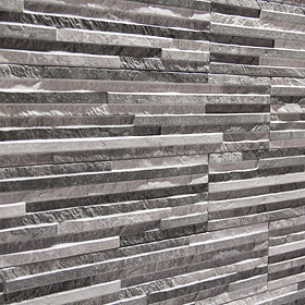 Casterton Grey Thin Stone Effect Split Face Tiles - 100 x 500mm