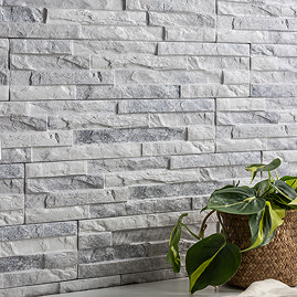 Casterton Light Grey Stone Effect Split Face Tiles - 100 x 500mm