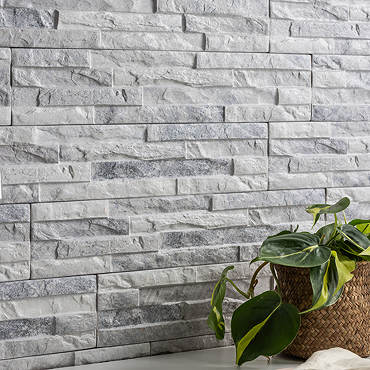 Casterton Light Grey Stone Effect Split Face Tiles - 100 x 500mm