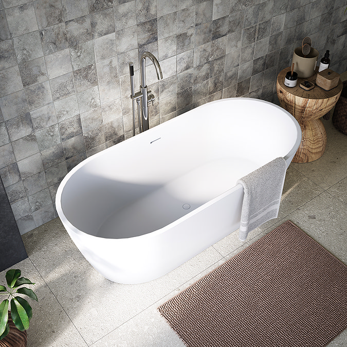 Catania 1700 x 760 Matt White Double Ended Bath with Waste