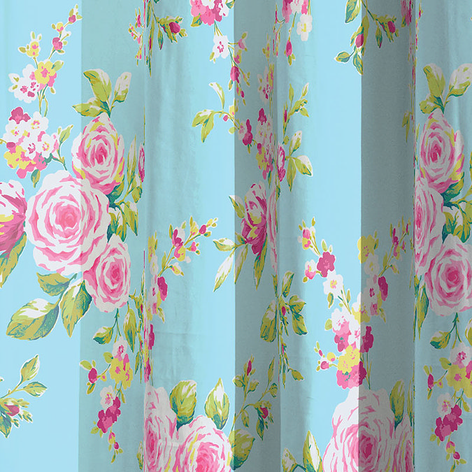 Catherine Lansfield - Canterbury Floral Print Shower Curtain - W1800 x H1800mm Large Image