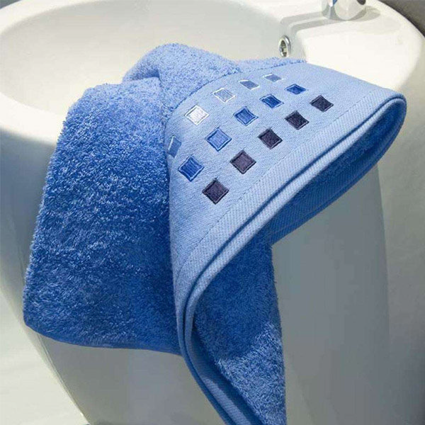Catherine Lansfield - Mosaic Towel - Blue - Various Size Options Profile Large Image