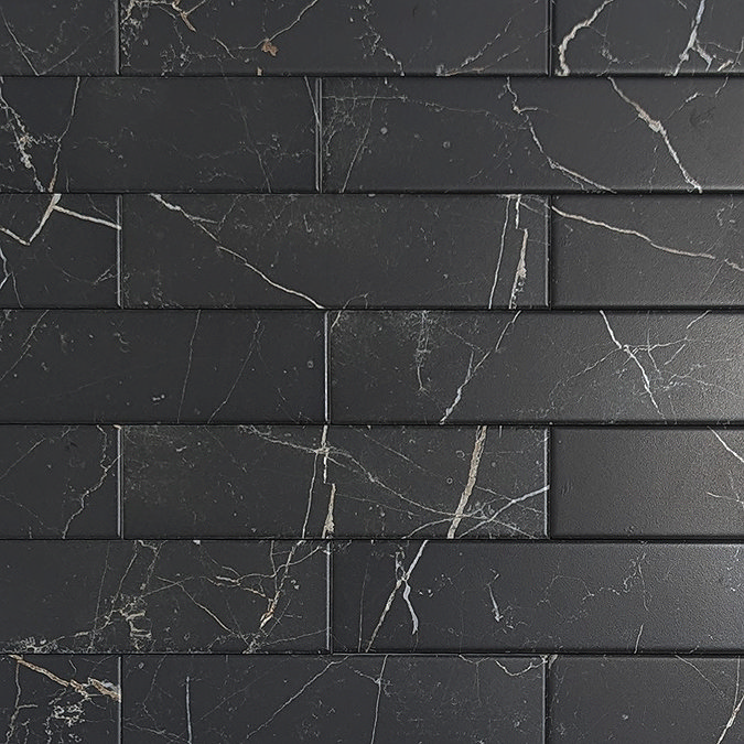 Centola Black Marble Effect Wall & Floor Tiles - 62 x 235mm