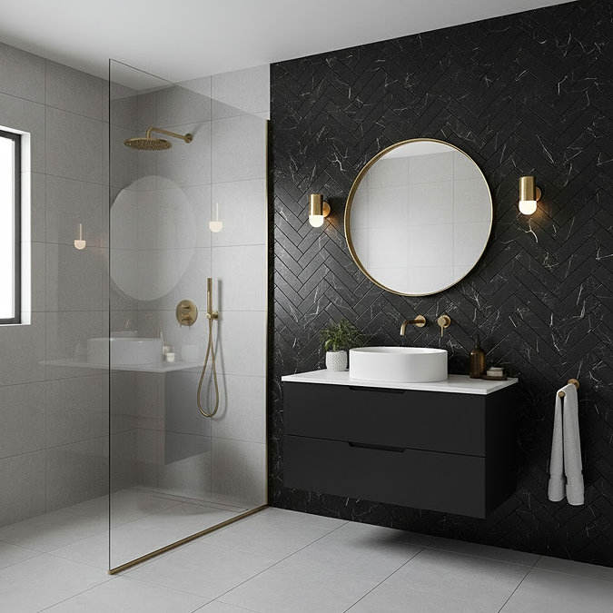 Centola Black Marble Effect Wall & Floor Tiles 62 x 235mm