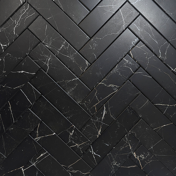 Centola Black Marble Effect Wall & Floor Tiles - 62 x 235mm