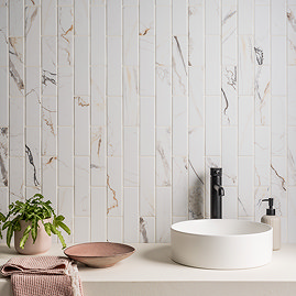Centola White Marble Effect Wall & Floor Tiles - 62 x 235mm