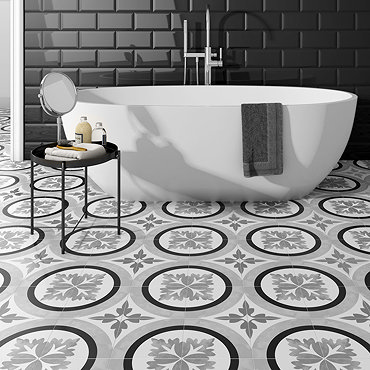 Charlbury Black & White Wall and Floor Tiles - 200 x 200mm  Profile Large Image