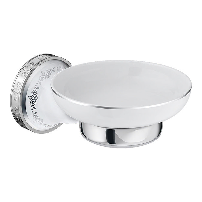 Charlbury Traditional Ceramic Soap Dish & Holder - Chrome Large Image