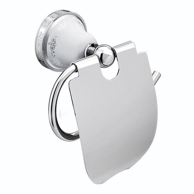 Charlbury Traditional Toilet Roll Holder with Lid - Chrome Large Image