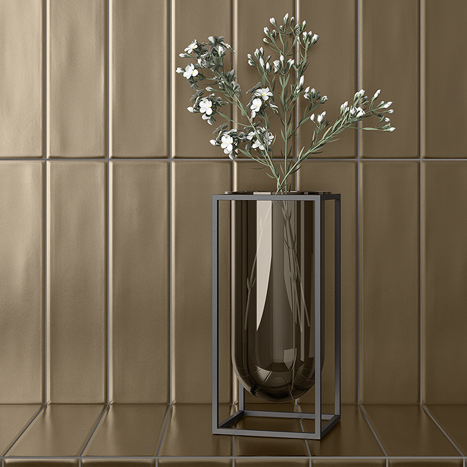Charon Dark Gold Metallic Effect Wall Tiles 75 x 300mm