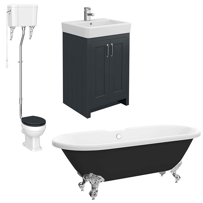 Chatsworth High Level Graphite Roll Top Bathroom Suite  additional Large Image