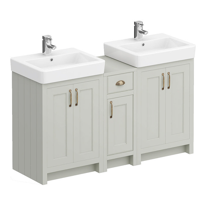 Chatsworth Traditional Grey Double Basin Vanity + Cupboard Combination Unit  Profile Large Image