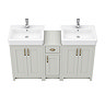 Chatsworth Traditional Grey Double Basin Vanity + Cupboard Combination Unit  Feature Large Image
