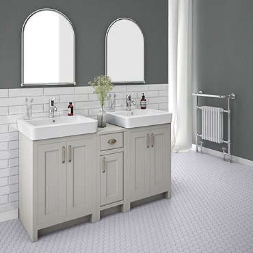 Chatsworth Traditional Grey Double Basin Vanity + Cupboard Combination Unit  Profile Large Image