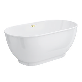 Chatsworth 1500 Freestanding Curved Bath – Double Ended with Brushed Brass Waste