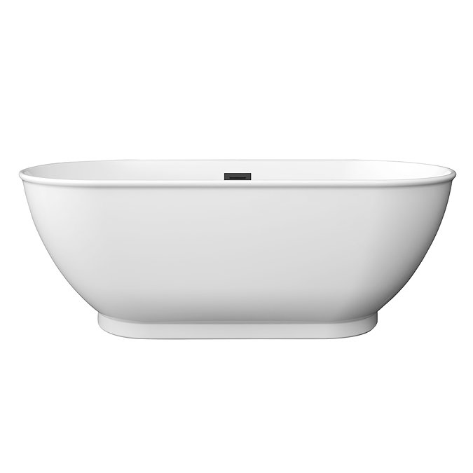 Chatsworth 1500 Freestanding Curved Bath – Double Ended with Matt Black Waste