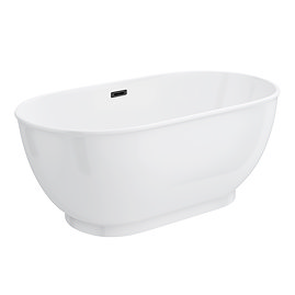 Chatsworth 1500 Freestanding Curved Bath – Double Ended with Matt Black Waste
