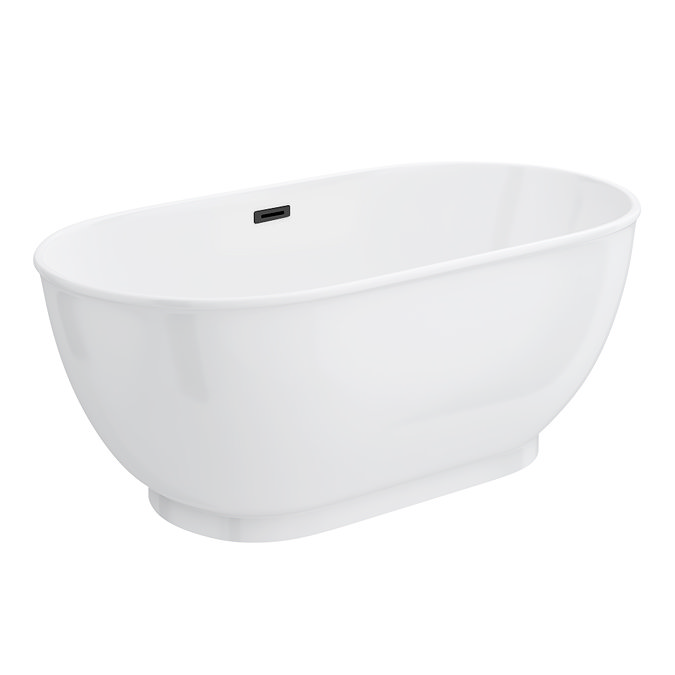 Chatsworth 1500 Freestanding Curved Bath – Double Ended with Matt Black Waste